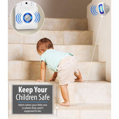  [아마존베스트]Fosmon WaveLink 51005HOM Wireless Home Security Driveway Alarm, Motion Sensor Detect Alert, Store Door Entry Chime Doorbell (500 Feet, 58 Tunes, 5 Volume Levels, LED Indicators) 1