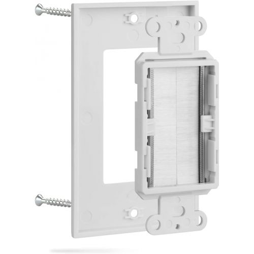  Fosmon 1-Gang Wall Plate (5 Pack), Brush Style Opening Passthrough Low Voltage Cable Plate in-Wall Installation for Speaker Wires, Coaxial Cables, HDMI Cables, or Network/Phone Cab