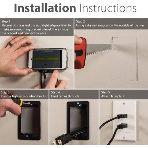  Low Voltage Mounting Bracket (1 Gang, 5 Pack), Fosmon Low Voltage Mounting Bracket (Mounting Screws Included) for Telephone Wires, Network Cables, HDMI, Coaxial, Speaker Cables