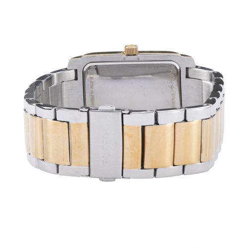 파슬 Fossil Mens PR5413 Analog Rectangle Champagne Dial Two-Tone Stainless Steel Bracelet Watch by Fossil