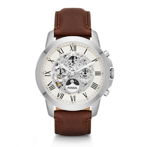 파슬 Fossil Mens ME3027 Grant Three Hand Date Automatic Brown Leather Watch by Fossil