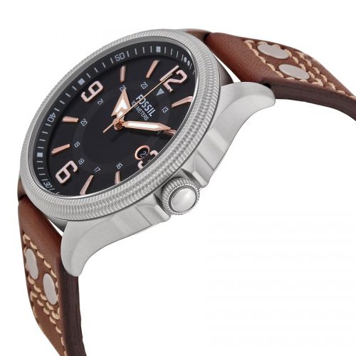 파슬 Fossil Mens Recruiter FS4962 Brown Leather Quartz Watch with Black Dial by Fossil