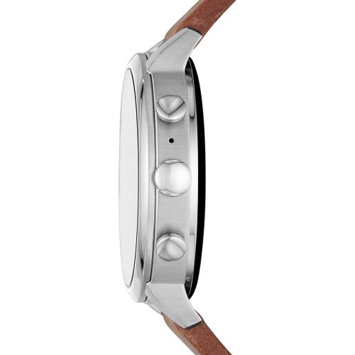 파슬 Fossil Womens Gen 4 Q Venture HR Stainless Steel and Leather Touchscreen Smartwatch, Color: Silver, Brown (Model: FTW6014)