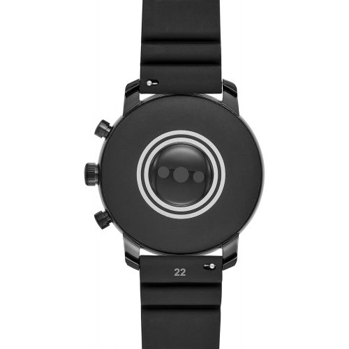 파슬 Fossil Mens Gen 4 Q Explorist HR Stainless Steel and Silicone Touchscreen Smartwatch, Color: Black (Model: FTW4018)