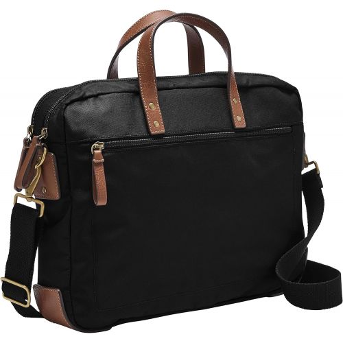 파슬 Fossil Mens Haskell Double Zip Leather Brief Workbag