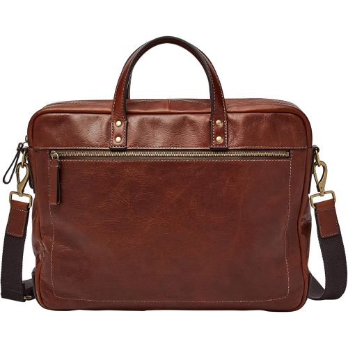 파슬 Fossil Mens Haskell Double Zip Leather Brief Workbag