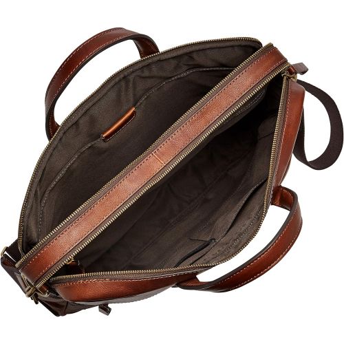 파슬 Fossil Mens Haskell Double Zip Leather Brief Workbag