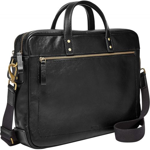 파슬 Fossil Mens Haskell Double Zip Leather Brief Workbag