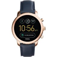Fossil Q Mens Gen 3 Explorist Stainless Steel and Leather Smartwatch, Color: Rose Gold-Tone, Blue (Model: FTW4002)