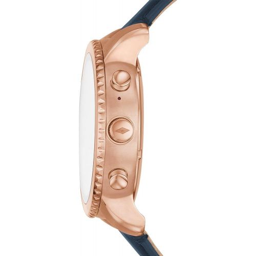 파슬 Fossil Q Mens Gen 3 Explorist Stainless Steel and Leather Smartwatch, Color: Rose Gold-Tone, Blue (Model: FTW4002)