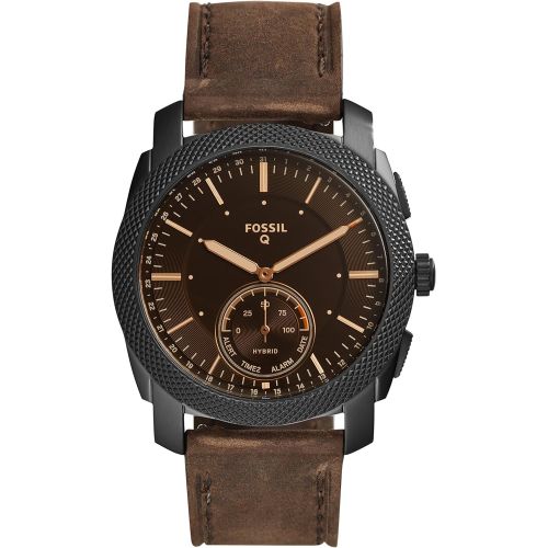 파슬 Fossil Q Mens Machine Stainless Steel Hybrid Smartwatch, Color: Black, Brown (Model: FTW1163)