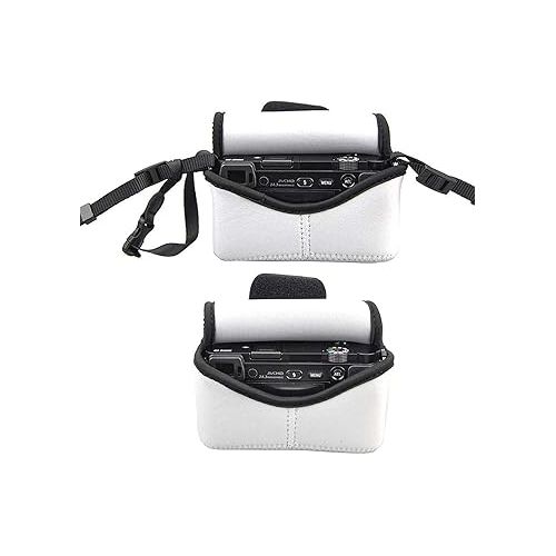  JJC Gray Ultra Light Neoprene Camera Case Pouch Bag, Compatible with Sony a6600 a6500 a6400 a6300 a6100 a6000 a5100 with Sony SELP1650 16-50mm Zoom Pancake Lens, Size 120 x 73 x 87mm