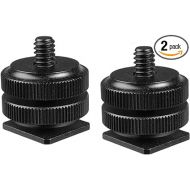 (2 Packs) Fotasy Hot Shoe to 1/4 Adapter, Camera Hot Shoe Mount Adapter, Flash Shoe to 1/4