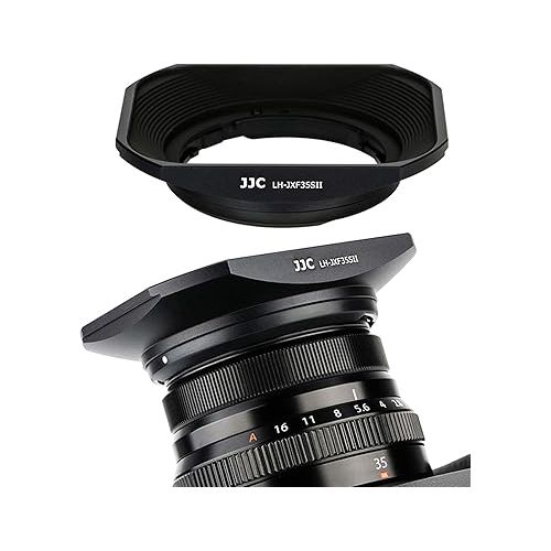  JJC Dedicated Black Metal Square Bayonet Lens Hood for Fujinon XF35mmF2 R WR XF23mmF2 R WR, Fuji 35mm F2 Hood, 23mm F2 Lense Hood, Slide In Front Cap, Replaces Fujifilm LH-XF35-2 LH XF35 2 Hood Shade