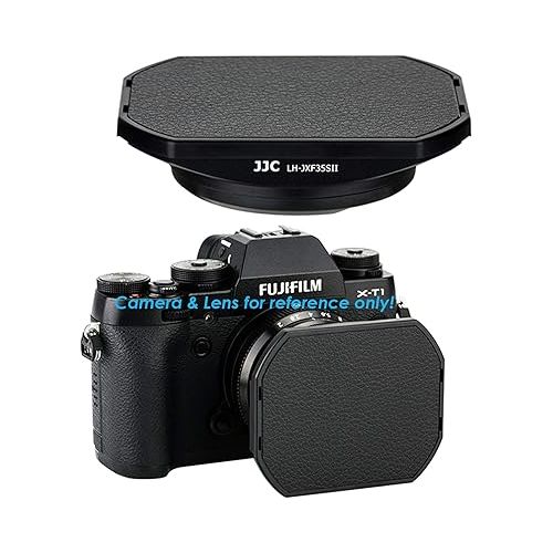  JJC Dedicated Black Metal Square Bayonet Lens Hood for Fujinon XF35mmF2 R WR XF23mmF2 R WR, Fuji 35mm F2 Hood, 23mm F2 Lense Hood, Slide In Front Cap, Replaces Fujifilm LH-XF35-2 LH XF35 2 Hood Shade