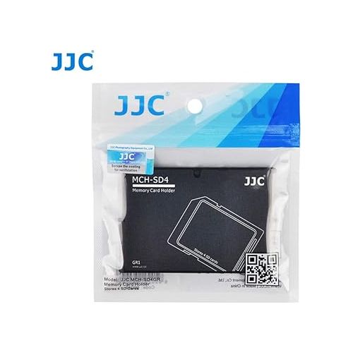  JJC MCH-SD4GR Small Memory Card Case, Wallet SD Card Case, SD Card Holder Case fits 4 SD Cards, Slim, Light Weight, Credit Card Size