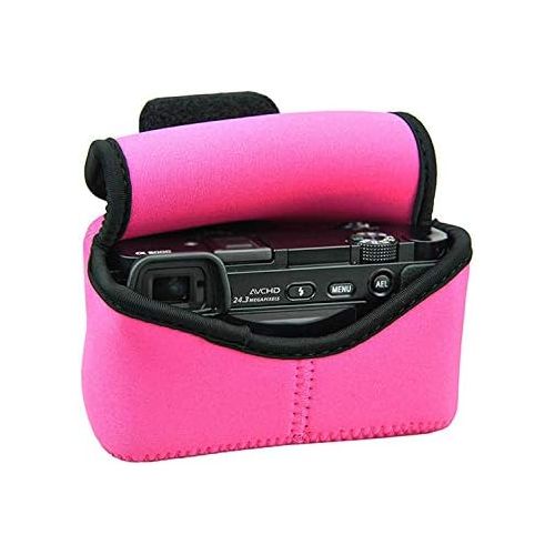  Fotasy JJC Magenta Water Resistant Ultra Light Neoprene Camera Case, Pouch Bag, Compatible with Sony a6600 a6500 a6400 a6300 a6100 a6000 a5100 +16-50mm Lens Pancake Lense & Panason