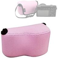 Fotasy JJC Pink Water Resistant Ultra Light Neoprene Camera Case, Pouch Bag, Compatible with Sony a6600 a6500 a6400 a6300 a6100 a6000 a5100 +16-50mm Lens Pancake Lense & Panasonic