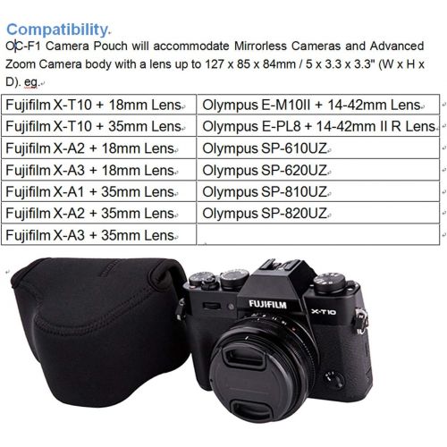  Fotasy JJC Black Ultra Light Neoprene Camera Case for Fuji X-T100 X-T30 X-T20 X-T10 +18mm Lens/ 35mm Lens/15-45mm Lens, Pouch Bag for Olympus E-PL8 E-M10 II +14-42mm Lens, SP-820UZ SP-810