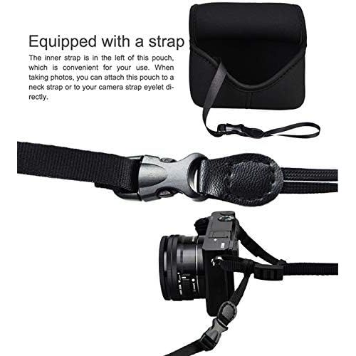  Fotasy JJC Black Ultra Light Neoprene Camera Case Pouch Bag for Sony Alpha a6600 a6500 a6400 a6300 a6100 a6000 a5100 with Sony SELP1650 16-50mm Zoom Pancake Lens, Size 120 x 73 x 87mm (W