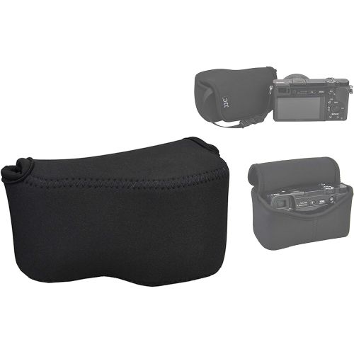  Fotasy JJC Black Ultra Light Neoprene Camera Case Pouch Bag for Sony Alpha a6600 a6500 a6400 a6300 a6100 a6000 a5100 with Sony SELP1650 16-50mm Zoom Pancake Lens, Size 120 x 73 x 87mm (W