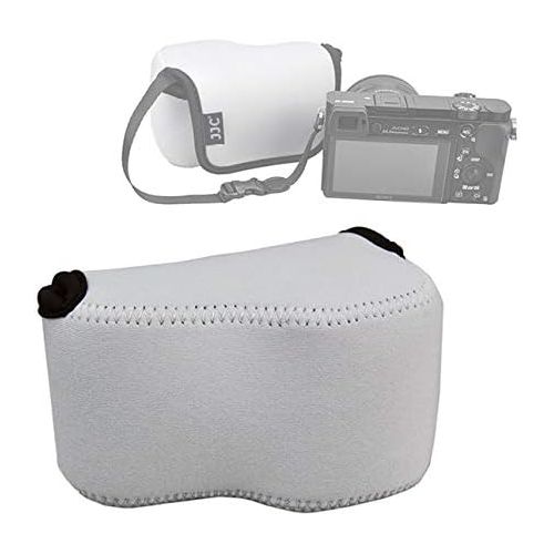  Fotasy JJC Gray Water Resistant Ultra Light Neoprene Camera Case, Pouch Bag, Compatible with Sony a6600 a6500 a6400 a6300 a6100 a6000 a5100 +16-50mm Lens Pancake Lense & Panasonic