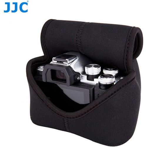  Fotasy JJC Black Ultra Light Neoprene Camera Case for Fujifilm Fuji X-T100 X-T30 X-T20 X-T10 +16-50mm/ 18-55mm/15-45mm/ 23mm Lens/50mm Lens, Pouch Bag for Olympus E-PL8 E-M5II E-M10 II, C