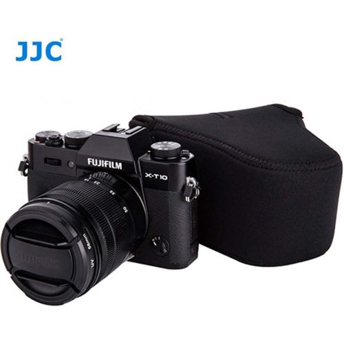  Fotasy JJC Black Ultra Light Neoprene Camera Case for Fujifilm Fuji X-T100 X-T30 X-T20 X-T10 +16-50mm/ 18-55mm/15-45mm/ 23mm Lens/50mm Lens, Pouch Bag for Olympus E-PL8 E-M5II E-M10 II, C