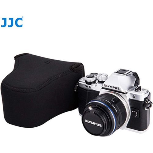  Fotasy JJC Black Ultra Light Neoprene Camera Case for Fujifilm Fuji X-T100 X-T30 X-T20 X-T10 +16-50mm/ 18-55mm/15-45mm/ 23mm Lens/50mm Lens, Pouch Bag for Olympus E-PL8 E-M5II E-M10 II, C