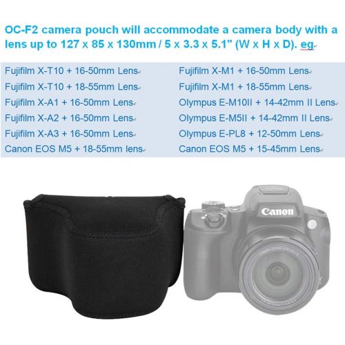  Fotasy JJC Black Ultra Light Neoprene Camera Case for Fujifilm Fuji X-T100 X-T30 X-T20 X-T10 +16-50mm/ 18-55mm/15-45mm/ 23mm Lens/50mm Lens, Pouch Bag for Olympus E-PL8 E-M5II E-M10 II, C