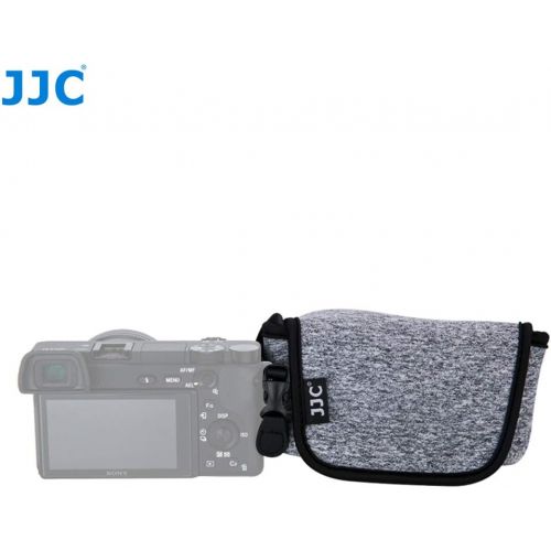  Fotasy JJC Grey Water Resistant Ultra Light Neoprene Camera Case, Pouch Bag, Compatible with Sony a6600 a6500 a6400 a6300 a6100 a6000 a5100 +16-50mm Lens Pancake Lense & Panasonic LX100 L
