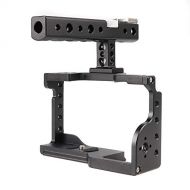 Foto4easy Camera Cage Stabilizer,Aluminum Alloy Camera Video Cage with Cold Shoe and Top Handle Grip for DSLR Camera Sony A6600