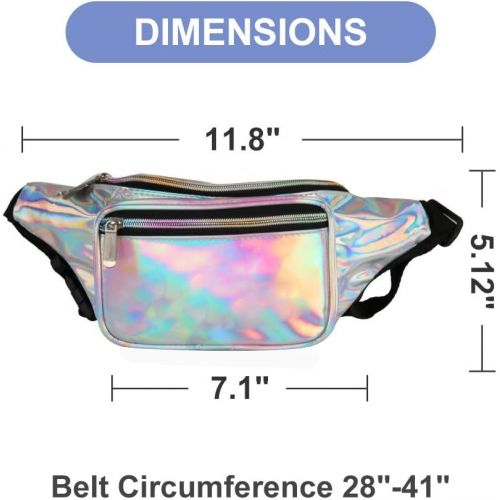  Fotociti Holographic Fanny Pack? Fashion Rave Waist Bag with Adjustable Belt for Women and Men