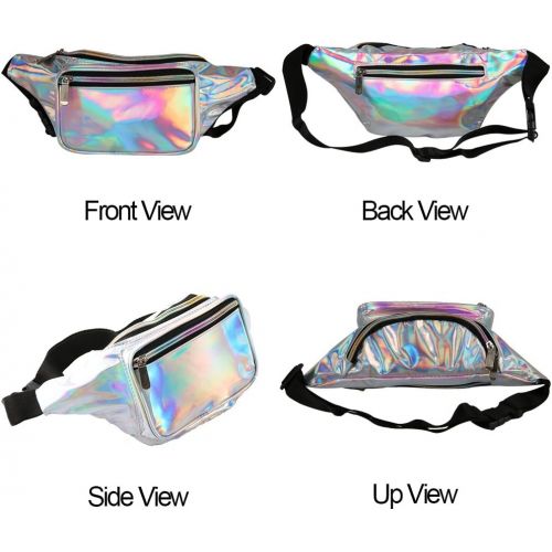  Fotociti Holographic Fanny Pack? Fashion Rave Waist Bag with Adjustable Belt for Women and Men