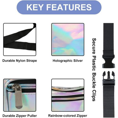  Fotociti Holographic Fanny Pack? Fashion Rave Waist Bag with Adjustable Belt for Women and Men