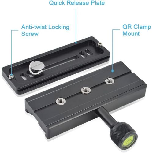  Fotoconic 120mm 1/4 inch Screw Quick Rlease Plate Clamp Adapter with 1/4-3/8 inches Screws for Arca Swiss Canon Nikon Sony and Other DSLR Camera Tripod Monopod Stabilizer Ball Head