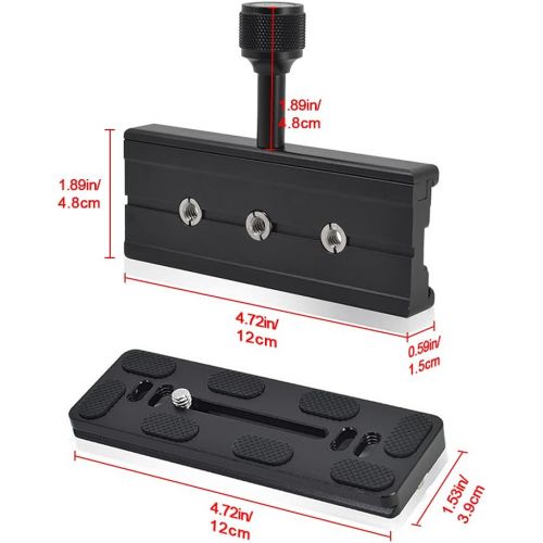  Fotoconic 120mm 1/4 inch Screw Quick Rlease Plate Clamp Adapter with 1/4-3/8 inches Screws for Arca Swiss Canon Nikon Sony and Other DSLR Camera Tripod Monopod Stabilizer Ball Head