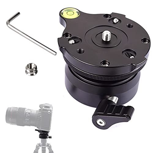  Fotoconic Tripod Leveling Base Aluminum Alloy Leveler Adjusting Plate with Bubble Level and 1/4 Screw for Canon,Nikon,Sony and Other DSLR Cameras , 3/8 Thread for Light Stand Tripo