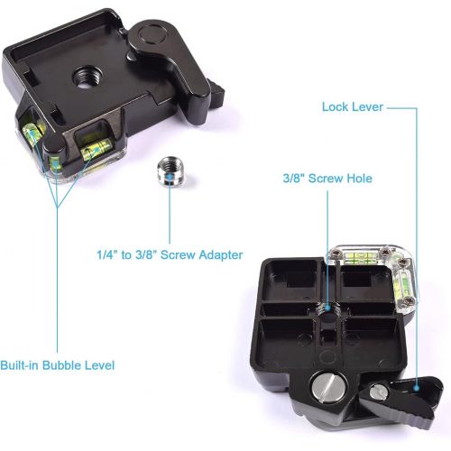  Fotoconic QR-40 Quick Release Plate with Clamp Adapter, Double Insurance Lock, 1/4 Screw for DSLR Camera Camcorder Tripod Monopod Ball Head