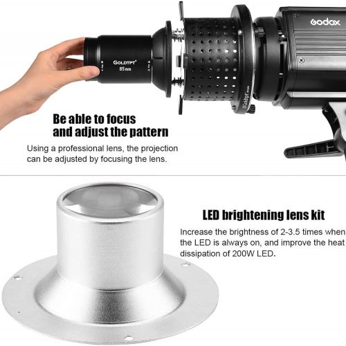  [아마존베스트]Fotoconic Bowens Mount Optical Snoot Spotlight Concentrator for Studio Flash LED Light 50mm Lens Built-in Geometry Graphics Adjustment with 8 Round Gobos