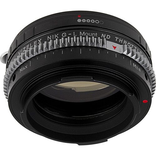  FotodioX Vizelex ND Throttle Lens Adapter Compatible with Nikon F Mount G-Type D/SLR Lens to Select L-Mount Alliance Cameras