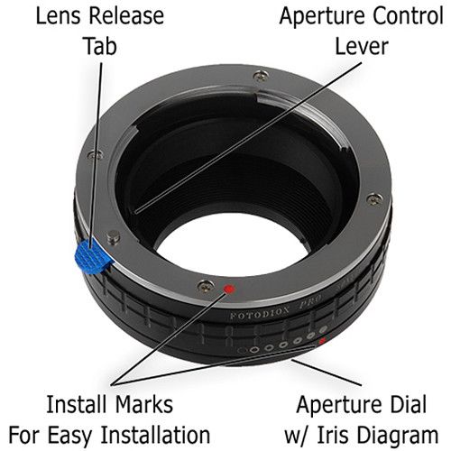  FotodioX Pro Mount Adapter with Aperture Control Dial for Sony A-Mount Lens to Nikon 1-Series Camera
