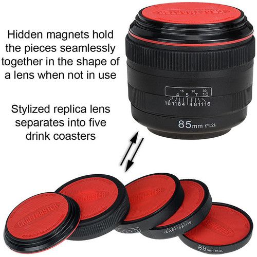  FotodioX LenzCoaster Lens Replica Coaster Set (Black and Red)