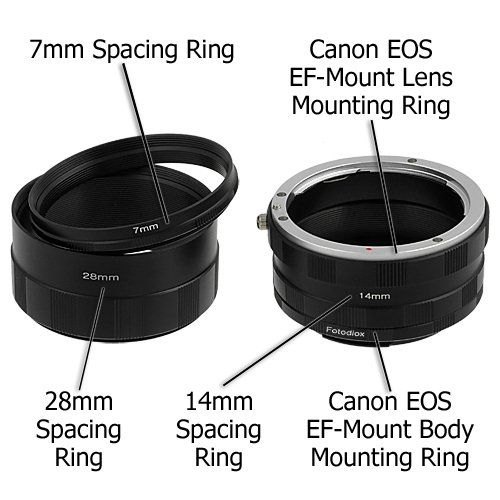  Fotodiox Canon EOS Macro Extension Tube Set Kit for Extreme Close-up, fits Canon EOS 1D, 1DS, Mark II, III, IV, 1DC, 1DX, D30, D60, 10D, 20D, 20DA, 30D, 40D, 50D, 60D, 60DA, 5D, Ma