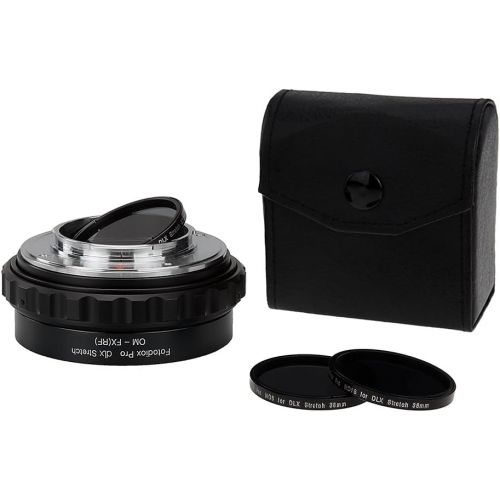  Fotodiox DLX Stretch Lens Mount Adapter - Olympus Zuiko (OM) 35mm SLR Lens to Fujifilm X-Series Mirrorless Camera Body with Macro Focusing Helicoid and Magnetic Drop-in Filters