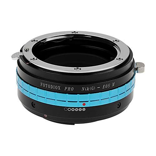  Fotodiox Pro Lens Mount Adapter with Aperture Dial - Nikon G (G and D Type) DSLR Lens to Canon EF-M Camera Body Adapter, fits EOS M Digital Mirrorless Camera