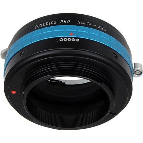  Fotodiox Pro Lens Mount Adapter with Aperture Dial (Switchable for Clicked or De-Clicked Aperture), Nikon G and DX type Lens to Sony E-Mount NEX Camera, Nikon G - NEX Pro Camera Ad