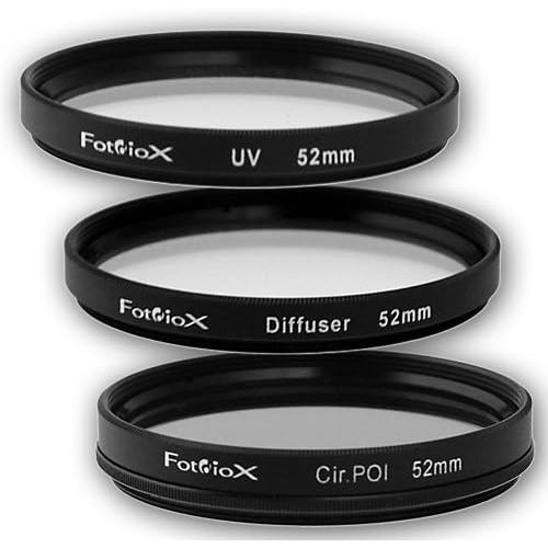  Fotodiox Filter Kit, UV, Circular Polarizer, Soft Diffuser, 52mm for Canon, Nikon, Sony, Olympus, Pentax, Panasonic Camera Lenses.