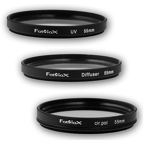  Fotodiox Filter Kit, UV, Circular Polarizer, Soft Diffuser, 55mm for Canon, Nikon, Sony, Olympus, Pentax, Panasonic Camera Lenses.