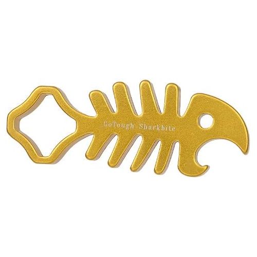  Fotodiox Pro GoTough Sharkbite - Gold Aluminum Metal GoTough Wrench for Tightening GoPro Mounting Knobs, Screws and Bolts; Shark Styled Wrench with Bottle Opener